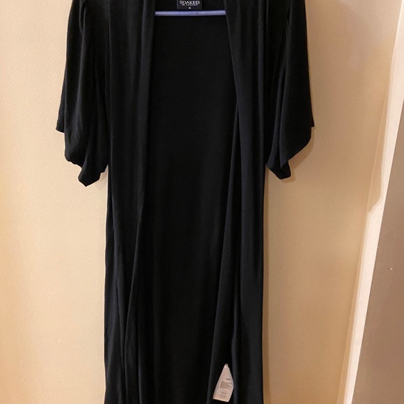 Black short sleeved bamboo cardigan with belt size medium - Picture 11 of 12